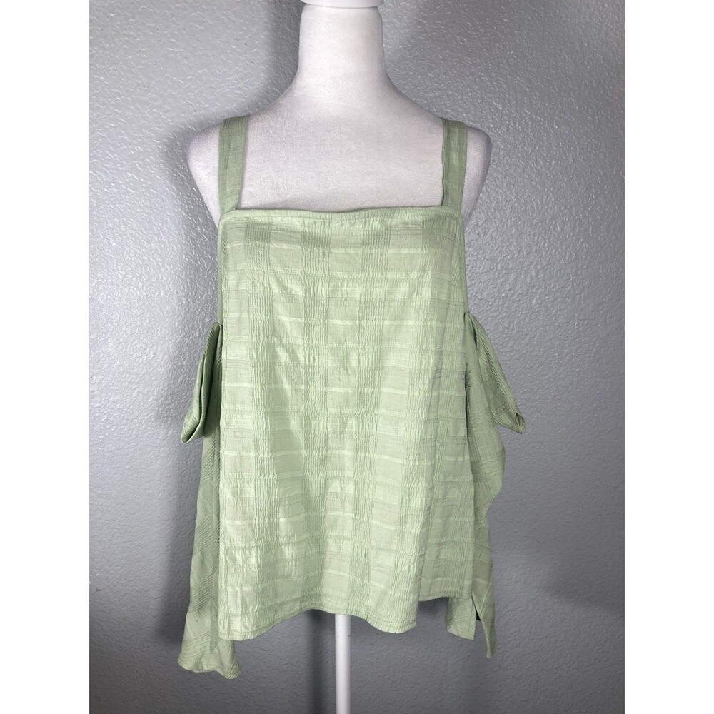 Womens Size 10 Mint Green Strappy Cold Shoulder Pullover Blouse Fairy Coquette - Picture 2 of 11